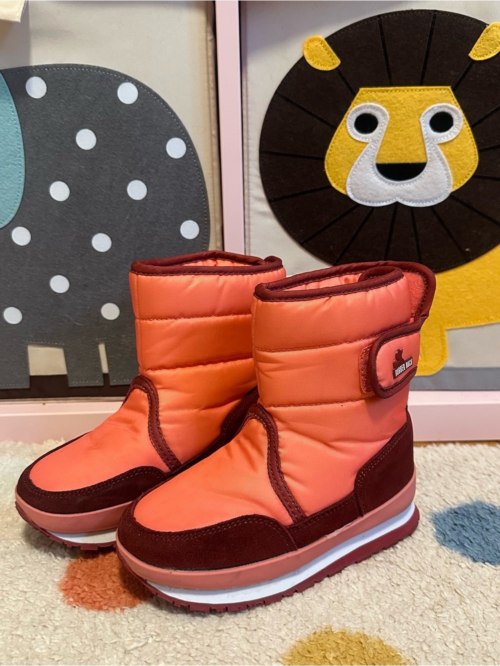 Rubber Duck Kids Winter Boot - Coral and Burgundy - Size 11